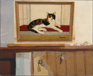 fedden cat oil painting on board